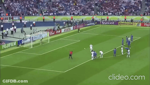 A Soccer Game Is Being Played In A Stadium With Advertisements For Gillette And Philips GIF