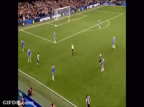 A Soccer Game Is Being Played In A Stadium With An Ad For Adidas On The Sidelines GIF