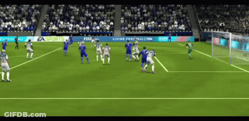 A Soccer Game Is Being Played In A Stadium With An Ea Sports Ad GIF