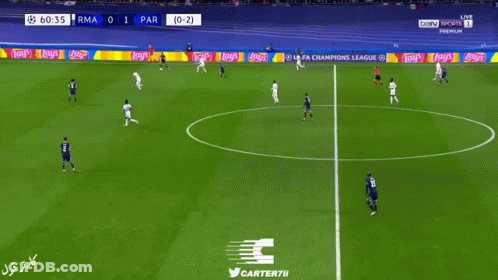 A Soccer Game Is Being Played In A Stadium With Expedia Advertisements On The Sidelines GIF