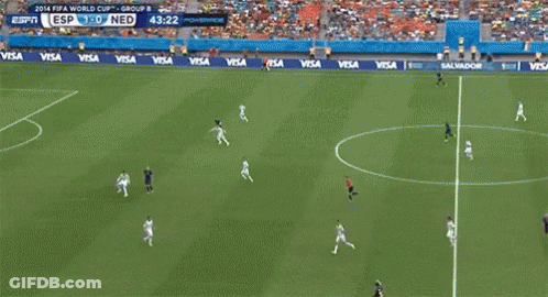 A Soccer Game Is Being Played In A Stadium With Visa Ads On The Sidelines GIF