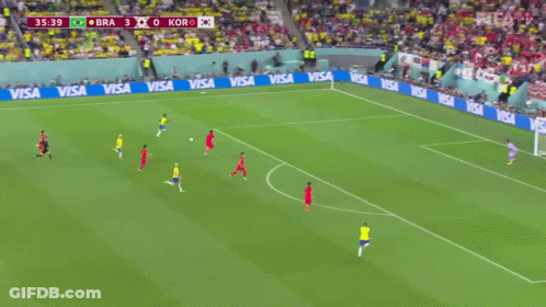A Soccer Game Is Being Played In A Stadium With Visa Advertisements On The Sidelines GIF