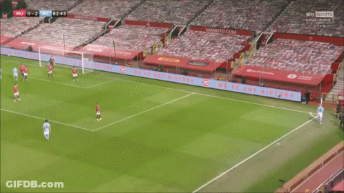 A Soccer Game Is Being Played In An Empty Stadium And The Score Is 0-0 GIF