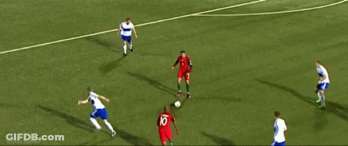 A Soccer Game Is Being Played In Front Of A Banner For Wurth And Hisense GIF