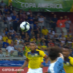 A Soccer Game Is Being Played In Front Of A Banner That Reads Copa America GIF