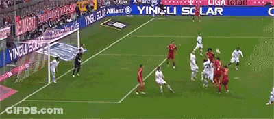 A Soccer Game Is Being Played In Front Of A Banner That Says Yingli GIF