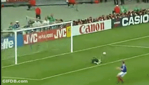 A Soccer Game Is Being Played In Front Of A Canon And Jvc Advertisement GIF