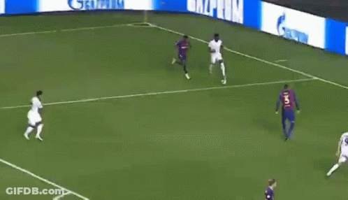 A Soccer Game Is Being Played In Front Of A Gazprom Banner GIF