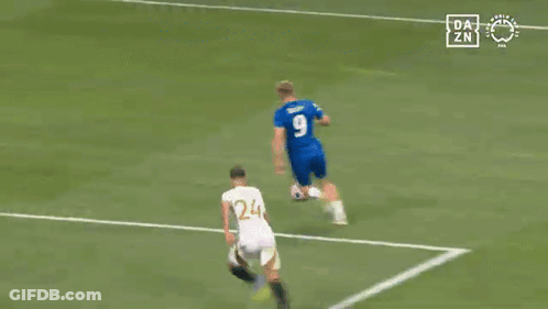 A Soccer Game Is Being Played In Front Of A Hisense Ad GIF
