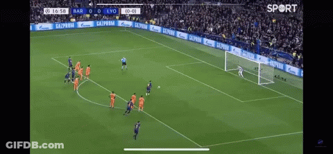 A Soccer Game Is Being Played In Front Of A Large Crowd And Sponsored By Gazprom GIF