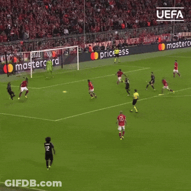 A Soccer Game Is Being Played In Front Of A Mastercard Ad GIF