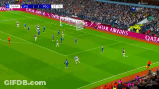 A Soccer Game Is Being Played In Front Of A Qatar Airways Advertisement GIF