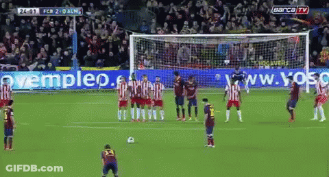 A Soccer Game Is Being Played In Front Of An Advertisement For Www.jobs.com GIF