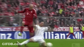 A Soccer Game Is Being Played In Front Of An Allianz Ad GIF