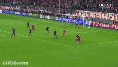 A Soccer Game Is Being Played In Front Of Banners For Heineken Playstation And Unicredit GIF