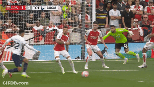 A Soccer Game Is Being Played In The Premier League And The Score Is 1-0 Tot GIF