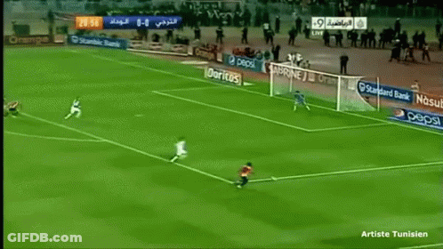 A Soccer Game Is Being Played In Tunisia And The Score Is 0-0 GIF
