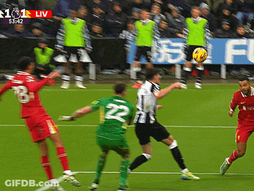 A Soccer Game Is Being Played On A Field And The Time Is 53:42 GIF