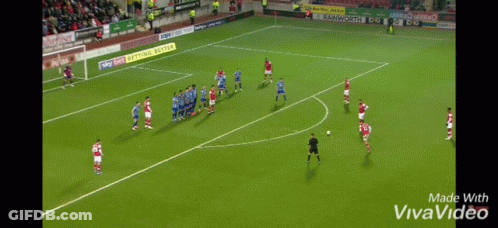 A Soccer Game Is Being Played On A Field Made With Vivavideo GIF