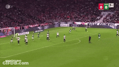 A Soccer Game Is Being Played On A Field Sponsored By Audi And Allianz GIF