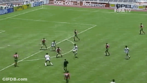 A Soccer Game Is Being Played On A Field Sponsored By Seiko And Fuji Film GIF