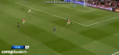 A Soccer Game Is Being Played On A Field Sponsored By Unicredit And Ps4 GIF