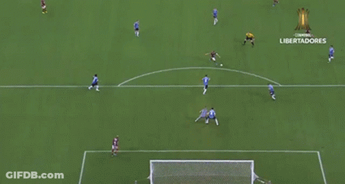 A Soccer Game Is Being Played On A Field That Says Libertadores On It GIF