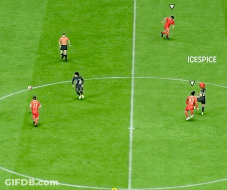A Soccer Game Is Being Played On A Field That Says Yamaha In The Background GIF