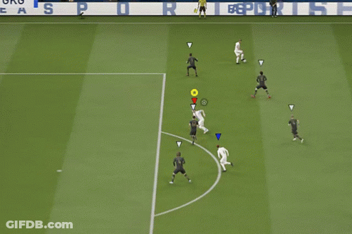 A Soccer Game Is Being Played On A Field With A Facebook Banner In The Background GIF