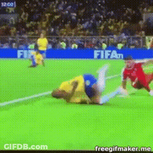 A Soccer Game Is Being Played On A Field With A Fifa Banner In The Background GIF