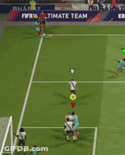 A Soccer Game Is Being Played On A Field With A Fifa Ultimate Team Banner In The Background GIF