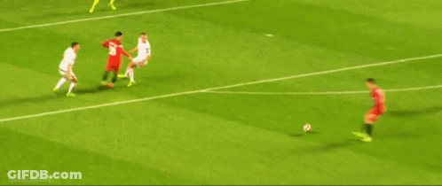 A Soccer Game Is Being Played On A Field With A Hertz Banner Behind The Goal GIF