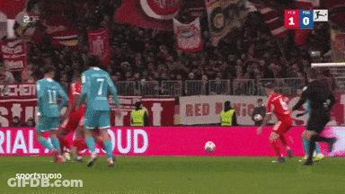 A Soccer Game Is Being Played On A Field With A Sign That Says Special Sound GIF