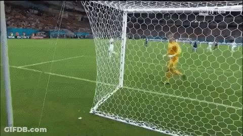 A Soccer Game Is Being Played On A Field With A Sony Ad In The Background GIF