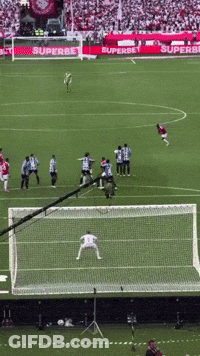 A Soccer Game Is Being Played On A Field With A Superbet Banner In The Background GIF