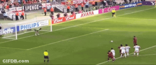 A Soccer Game Is Being Played On A Field With Advertisements For Avaya And Philips GIF