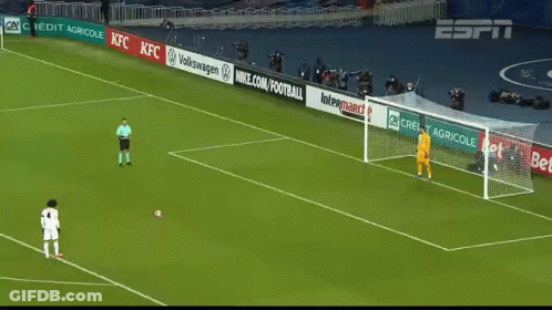 A Soccer Game Is Being Played On A Field With Advertisements For Kfc And Volkswagen GIF
