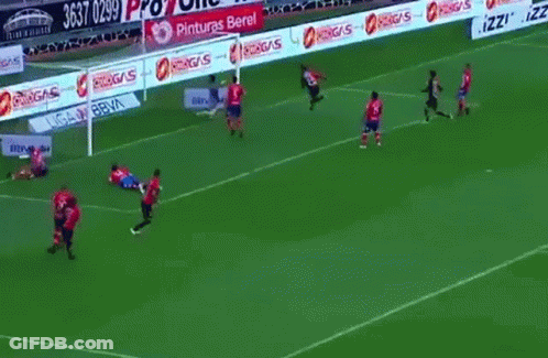 A Soccer Game Is Being Played On A Field With Advertisements For Pintura Berel GIF