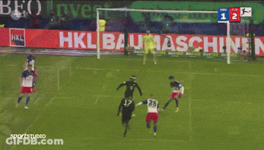A Soccer Game Is Being Played On A Field With Advertisements For Rinti And Im Fachhandel GIF