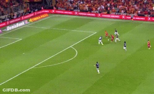 A Soccer Game Is Being Played On A Field With Denizbank And Terra Pizza Advertisements GIF