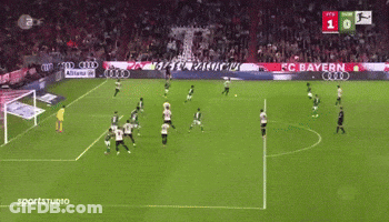 A Soccer Game Is Being Played On A Field With Fc Bayern Advertisements In The Background GIF