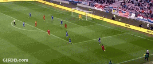 A Soccer Game Is Being Played On A Field With Hertz Advertisements On The Sidelines GIF