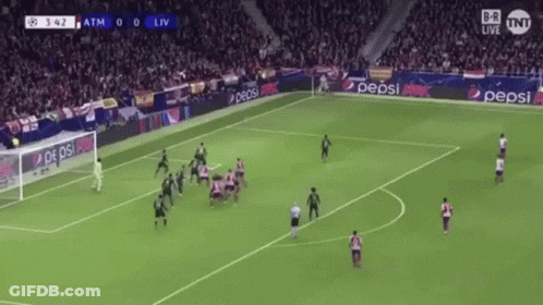 A Soccer Game Is Being Played On A Field With Pepsi Ads On The Sidelines GIF
