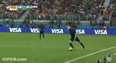 A Soccer Game Is Being Played On A Field With Visa Advertisements GIF
