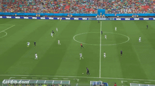 A Soccer Game Is Being Played On A Field With Visa Banners GIF
