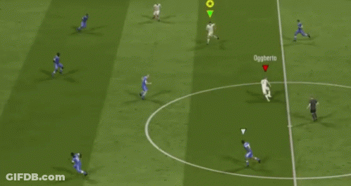 A Soccer Game Is Being Played On A Green Field With A Player Named Oggiberto GIF