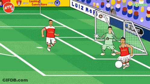 A Soccer Game Is Being Played On A Green Field With A Sign That Says Luiz Moro GIF
