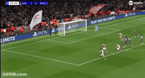 A Soccer Game Is Being Played On A Ps5 Console GIF