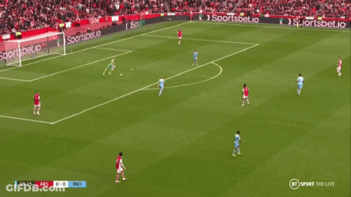 A Soccer Game Is Being Played On A Sportsbet.io Banner GIF