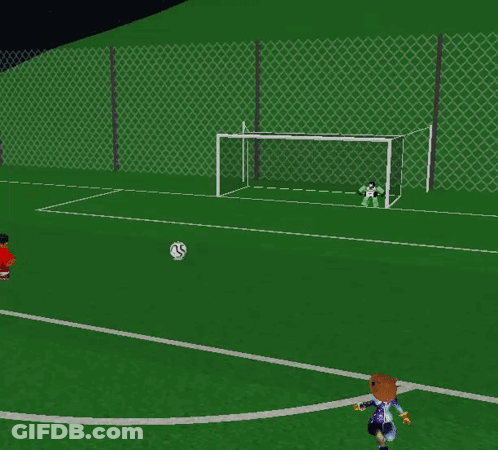 A Soccer Game Is Being Played With A Goalie In The Background And A Player Says Yo GIF